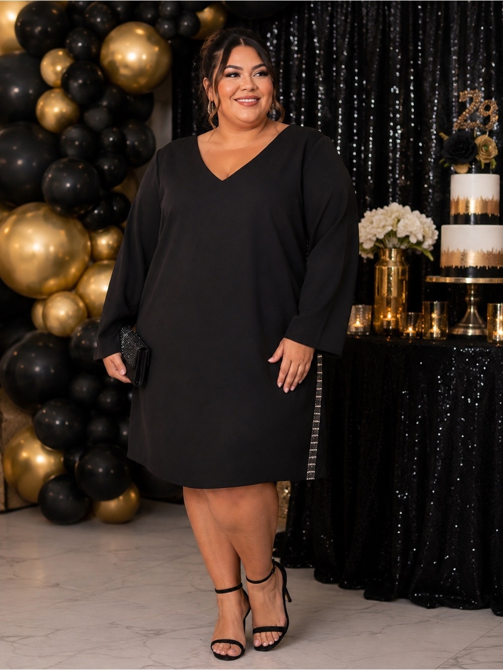 TAHARI Levine Black Embellish Formal Sheath Dress